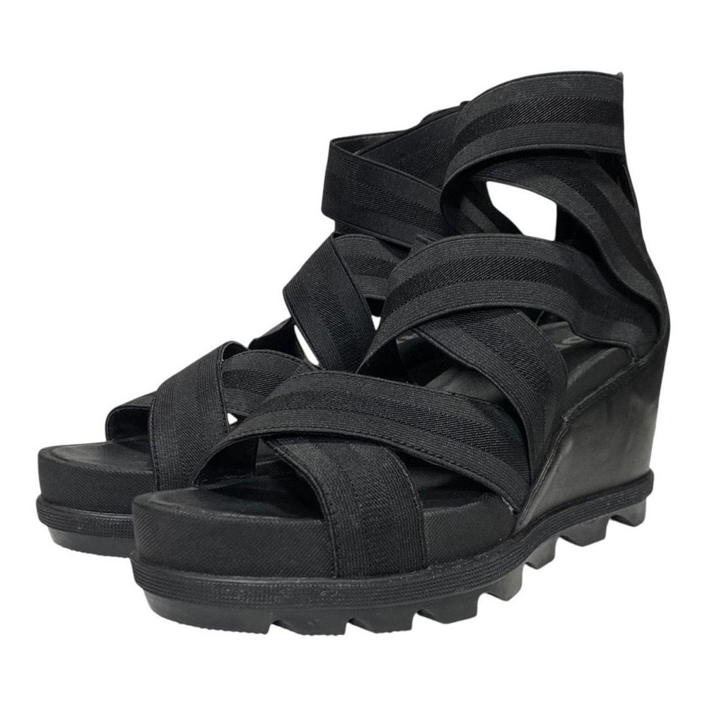 Sorel Black Strappy Wedge Sandals 8 Free Shipping! - Picture 2 of 10